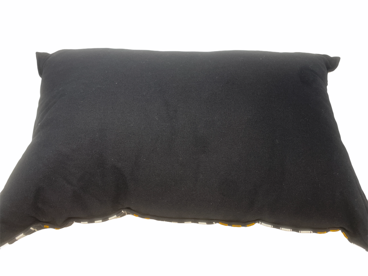 Ewe cloth cushion — detail of the hand-stitched strips