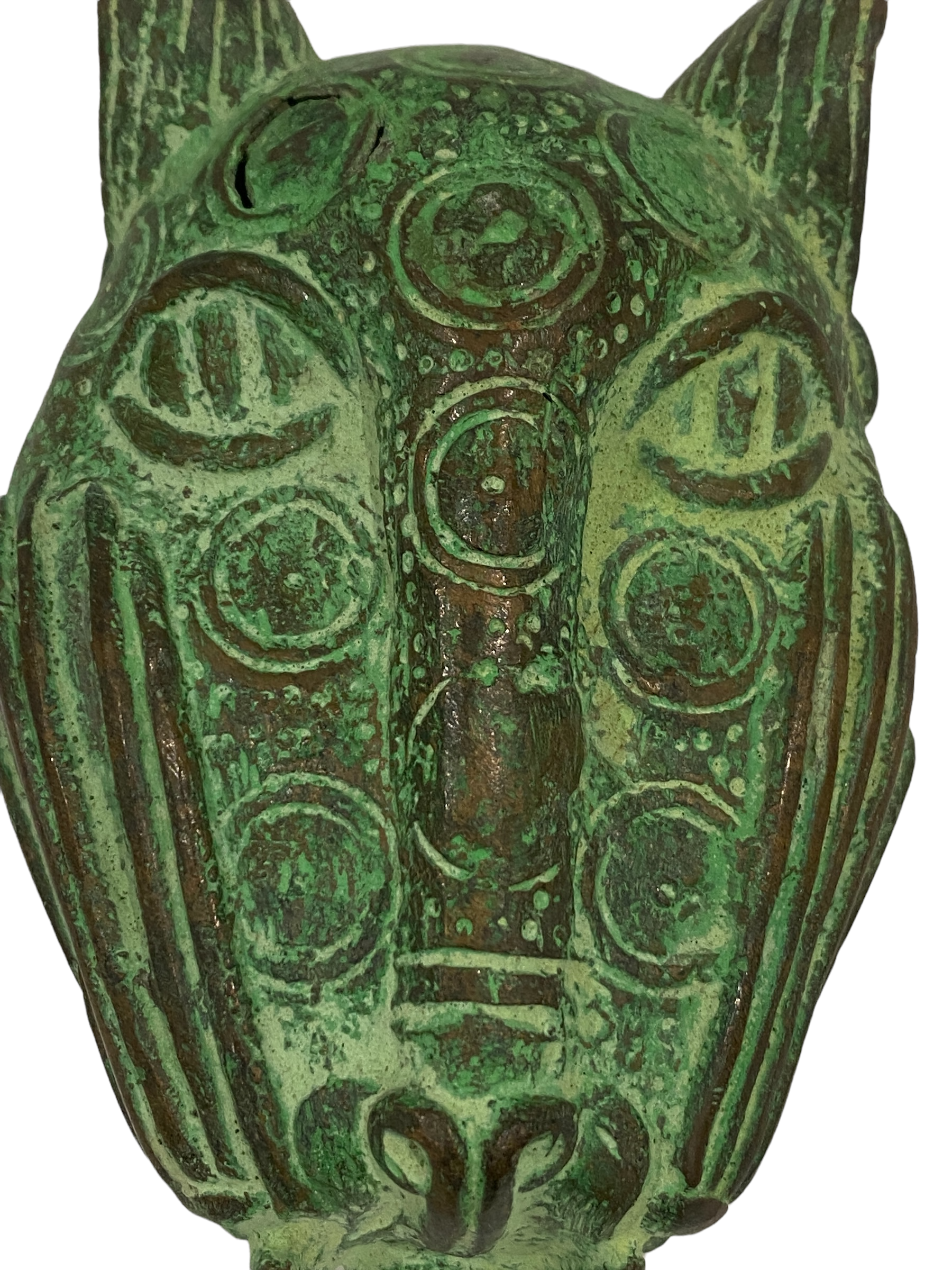 Benin Leopard Head Bronze - Sculpture (20.1)