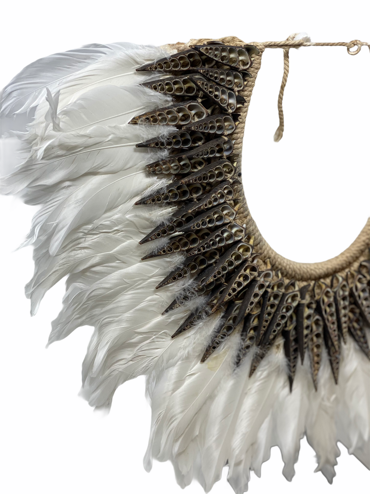 Dark Shell & White Feather necklace
