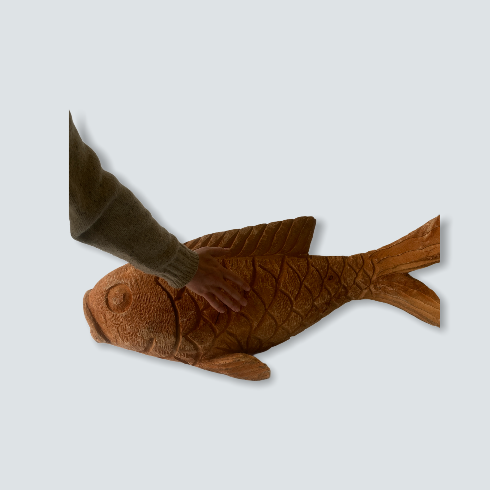 Mozambique hand carved Fish sculpture - L (02)
