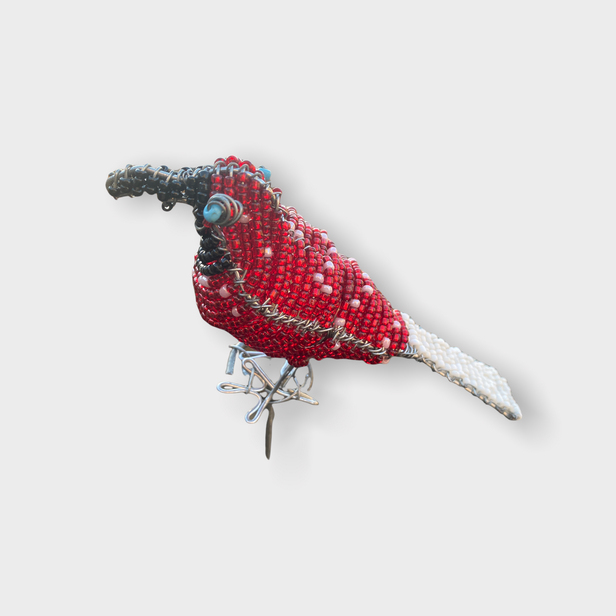 Beaded Garden Birds - South Africa - Red/white tail