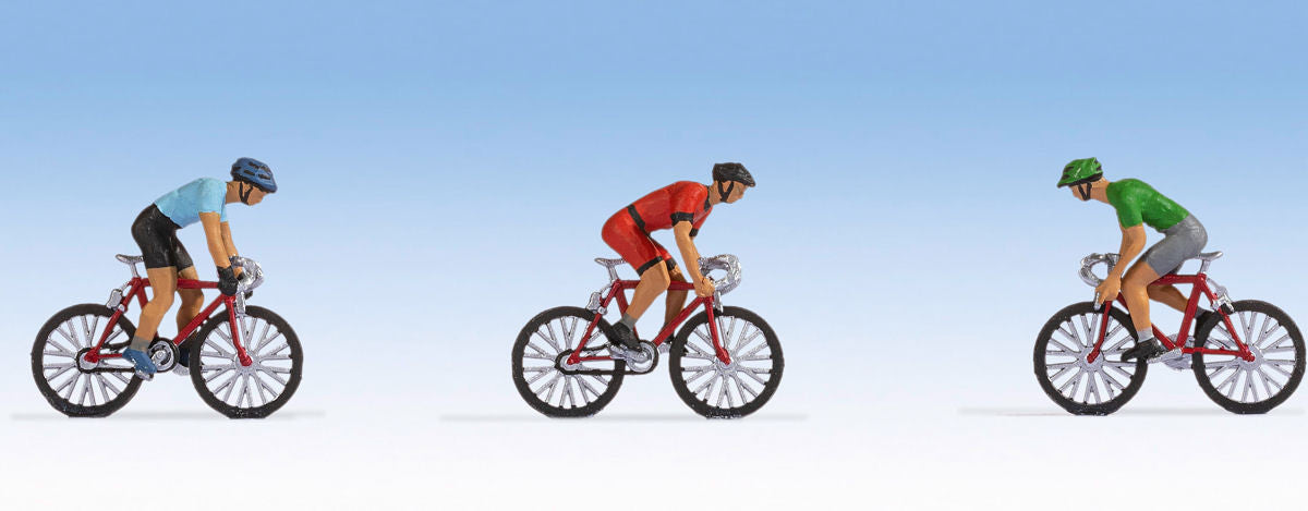 Hand-painted racing cyclist miniature terrarium figures, 1:87 scale