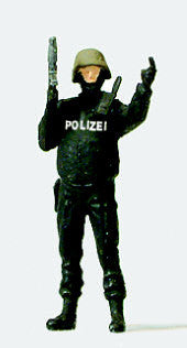 Hand-painted SWAT team member miniature terrarium figure, 1:87 scale