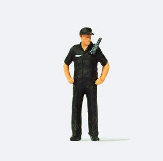 Hand-painted security guard miniature terrarium figure, 1:87 scale