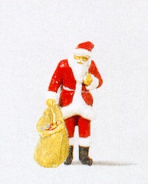Hand-painted Santa with a sack of gifts miniature terrarium figure, 1:87 scale