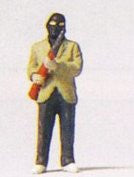Hand-painted armed robber miniature terrarium figure, 1:87 scale