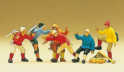 Hand-painted set of six mountain climber miniature terrarium figures, 1:87 scale