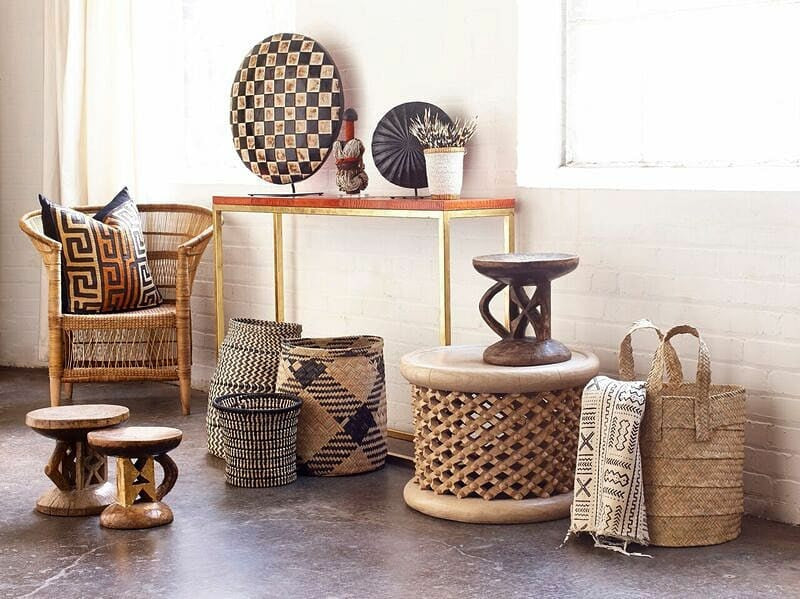 African Kuba cloth cushion 50x50cm
